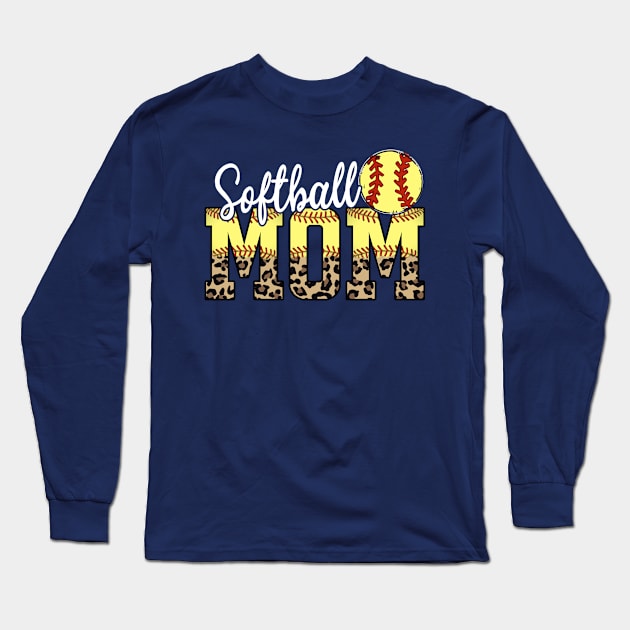 Softball Mom Leopard Print Proud Mother's day Gift Long Sleeve T-Shirt by missalona